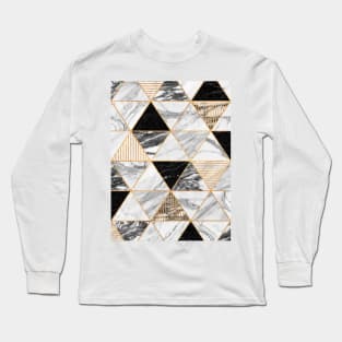 Marble Triangles 2 - Black and White Long Sleeve T-Shirt